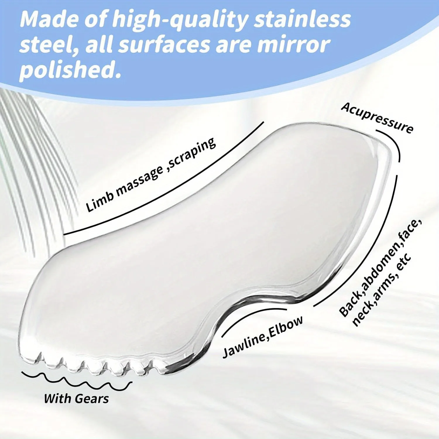 Gua Sha de acero inoxidable para masaje facial y corporal, foto 6
