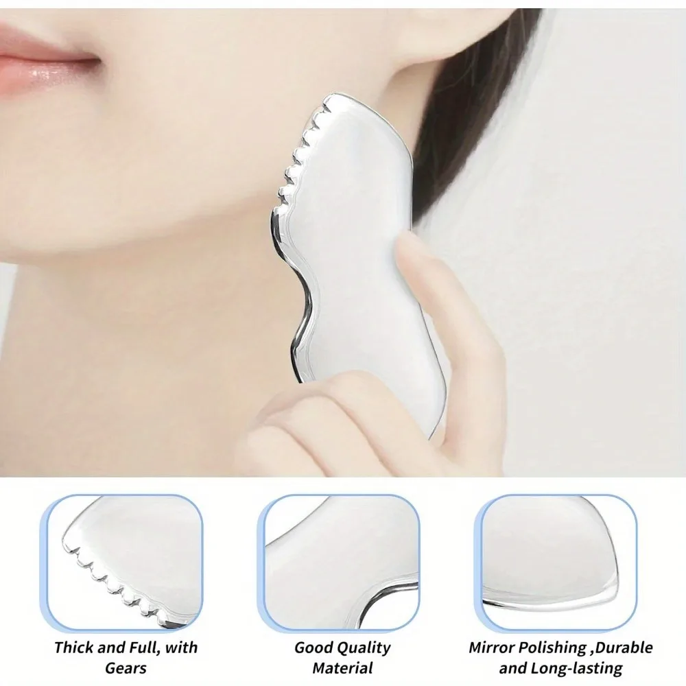 Gua Sha de acero inoxidable para masaje facial y corporal, foto 4